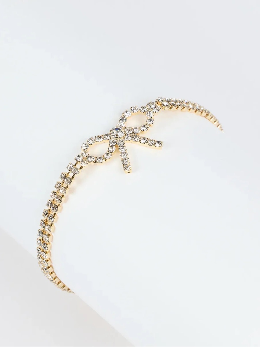 Gold Rhinestone Bow Bracelet - Picture 2 of 2